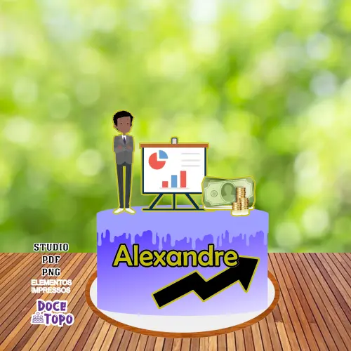 Topo de Bolo Trader Corretor Financeiro Studio/PDF/PNG