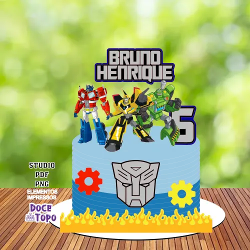 Topo de Bolo Transformers 01 Studio/PDF/PNG