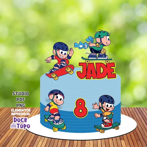 Topo de Bolo Turma da Monica Skate Studio/PDF/PNG
