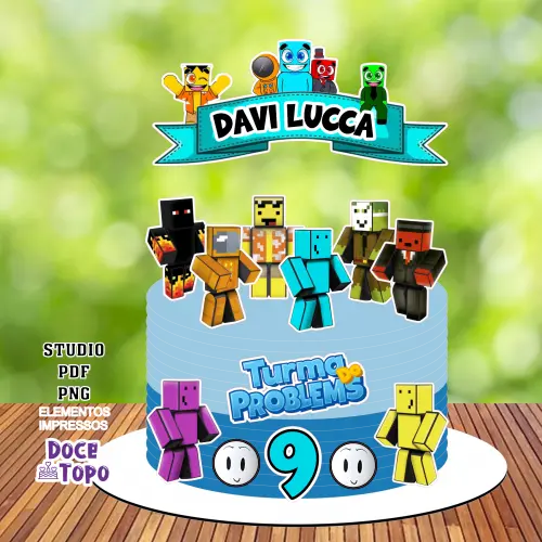 Topo de Bolo Turma do Problems 01 Studio/PDF/PNG