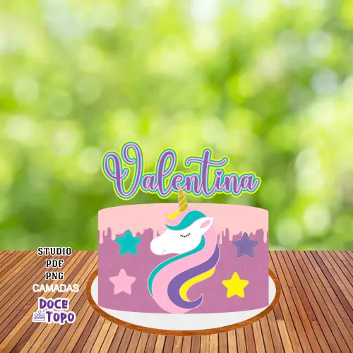 Topo de Bolo Unicórnio 02 Studio/PDF/PNG