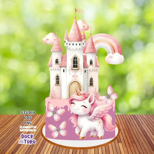 Topo de Bolo Unicórnio 11 Studio/PDF/PNG