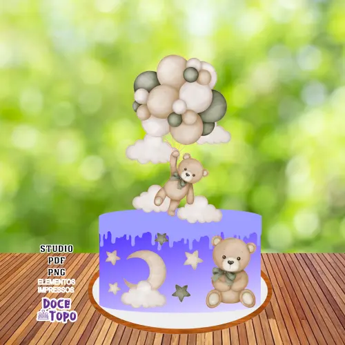 Topo de Bolo Ursinhos 01 Studio/PDF/PNG