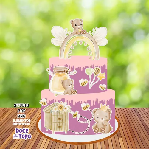 Topo de Bolo Ursinhos 02 Studio/PDF/PNG