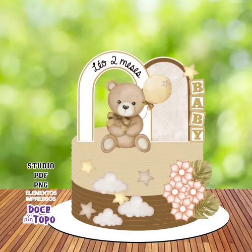 Topo de Bolo Ursinhos 04 Studio/PDF/PNG