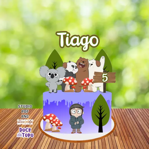 Topo de Bolo Urso Sem Curso 01 Studio/PDF/PNG