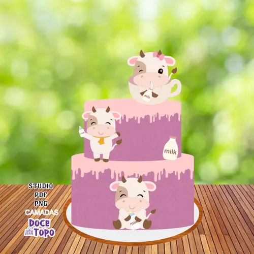 Topo de Bolo Vaquinha 01 Studio/PDF/PNG