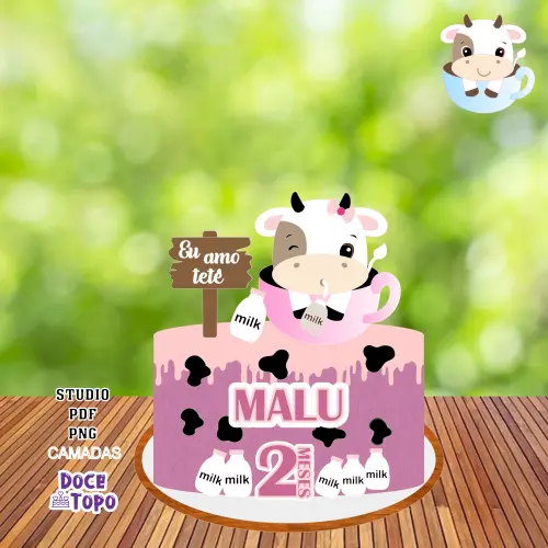 Topo de Bolo Vaquinha 02 Studio/PDF/PNG