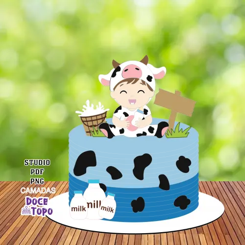 Topo de Bolo Vaquinha 04 Studio/PDF/PNG