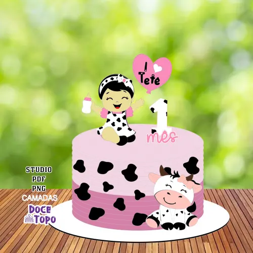 Topo de Bolo Vaquinha 05 Studio/PDF/PNG