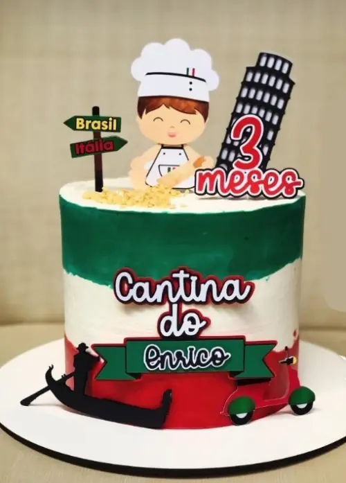 Topo de Bolo Viagem Trattoria Studio/PDF/PNG