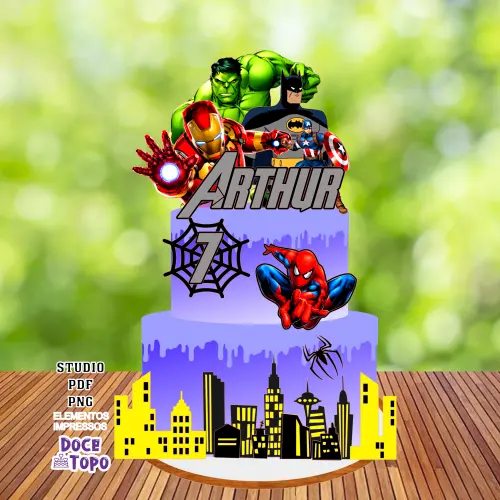 Topo de Bolo Vingadores 01 Studio/PDF/PNG