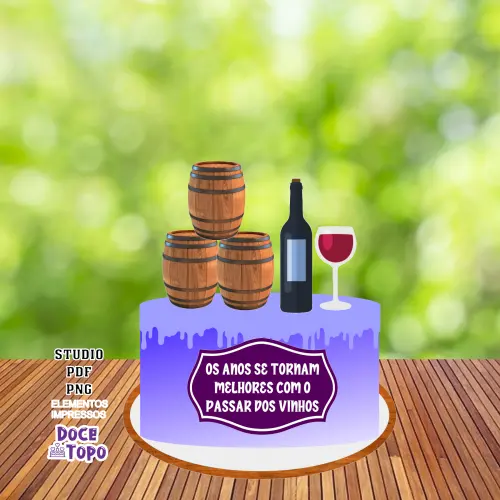 Topo de Bolo Vinho 01 Studio/PDF/PNG