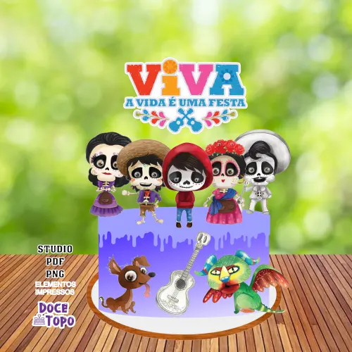 Topo de Bolo Viva, a Vida é uma Festa 01 Studio/PDF/PNG