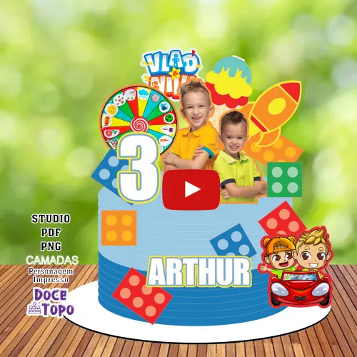 Topo de Bolo Vlad e Niki 01 Studio/PDF/PNG