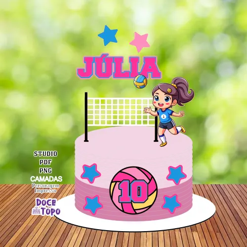 Topo de Bolo Vôlei 03 Studio/PDF/PNG