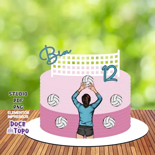 Topo de Bolo Vôlei 04 Studio/PDF/PNG