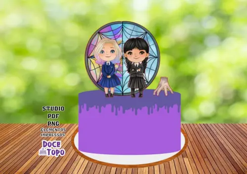 Topo de Bolo Wandinha 01 Studio/PDF/PNG