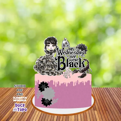 Topo de Bolo Wandinha 02 Studio/PDF/PNG