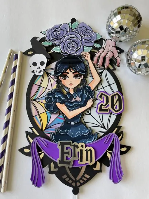 Topo de Bolo Wandinha 03 Studio/PDF/PNG