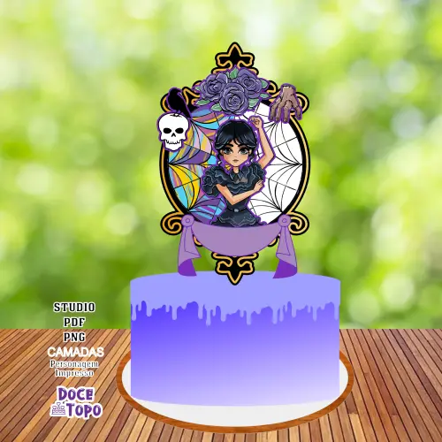 Topo de Bolo Wandinha 03 Studio/PDF/PNG