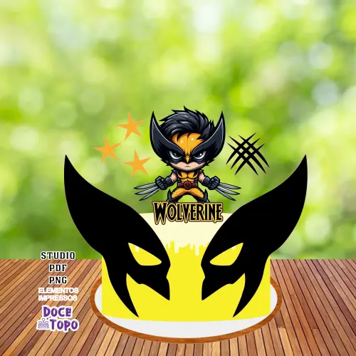Topo de Bolo Wolverine 01 Studio/PDF/PNG