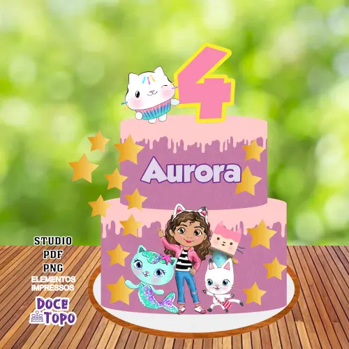 Topo de Bolo A Casa Mágica da Gabby 11 Studio/PDF/PNG