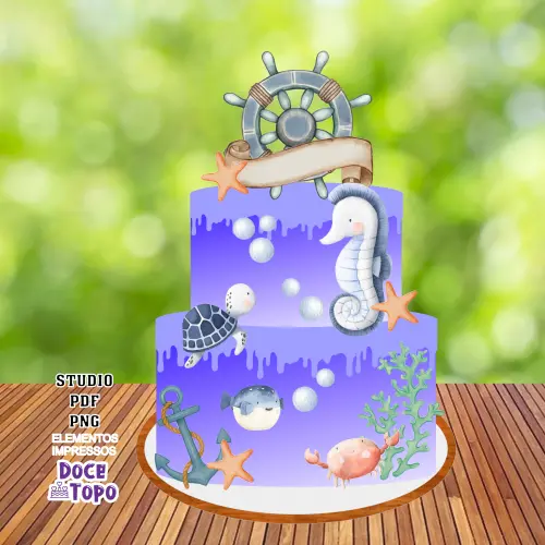 Topo de Bolo Fundo do Mar 04 Studio/PDF/PNG