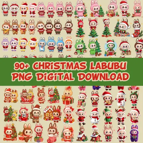 Kit Digital PNG Labubu Natal