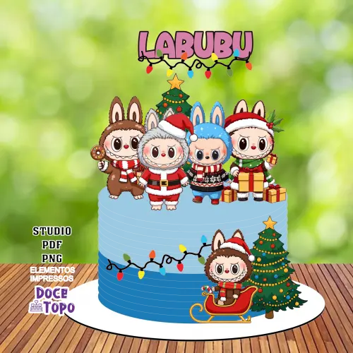 Topo de Bolo Labubu Natal 01 Studio/PDF/PNG