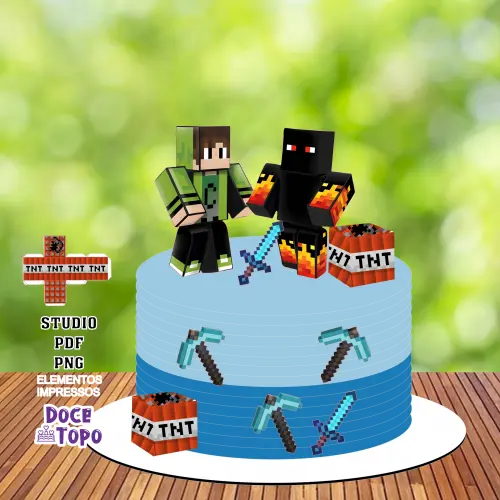 Topo de Bolo Minecraft 03 Studio/PDF/PNG
