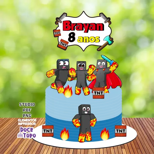 Topo de Bolo Minecraft Athos 01 Studio/PDF/PNG