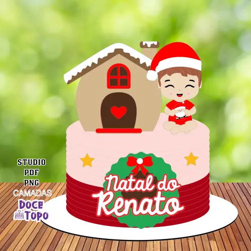 Topo de Bolo Natal 60 Studio/PDF/PNG