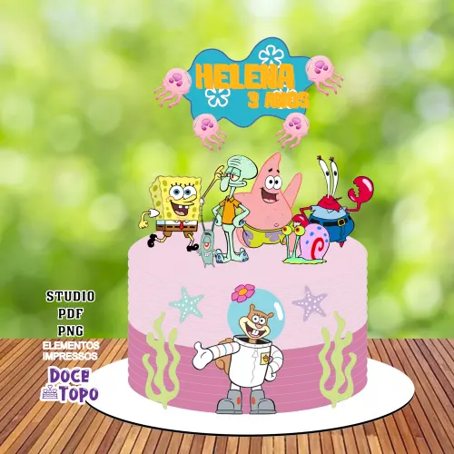 Topo de Bolo Bob Esponja 09 Studio/PDF/PNG