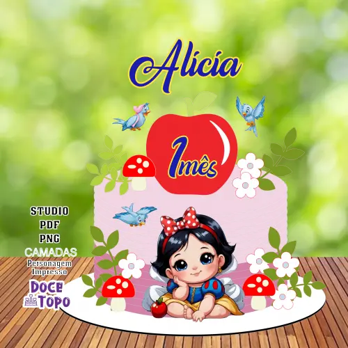 Topo de Bolo Branca de Neve 24 Studio/PDF/PNG