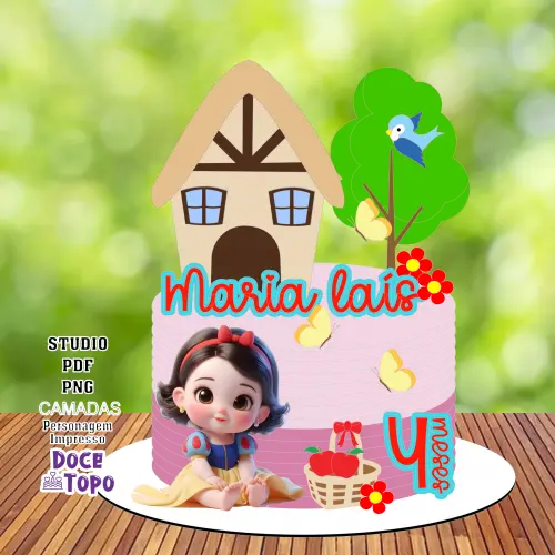 Topo de Bolo Branca de Neve 25 Studio/PDF/PNG