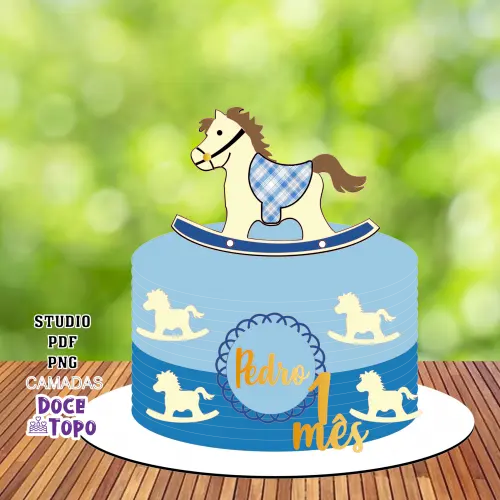Topo de Bolo Brinquedos Cavalinho Balanço Studio/PDF/PNG