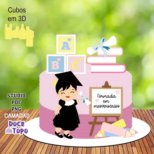 Topo de Bolo Formatura Mesversário 04 Studio/PDF/PNG