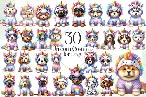 Kit Digital Png Dogs Unicorn
