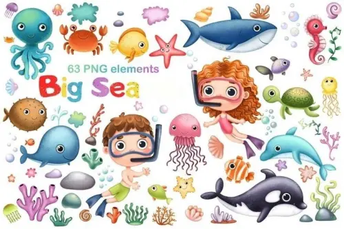 Kit Digital Png Fundo do Mar 01