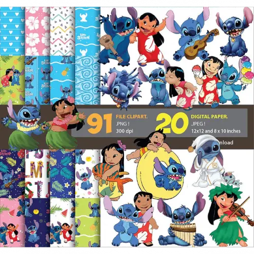 Kit Digital Png Papéis Digitais Lilo e Stitch 02