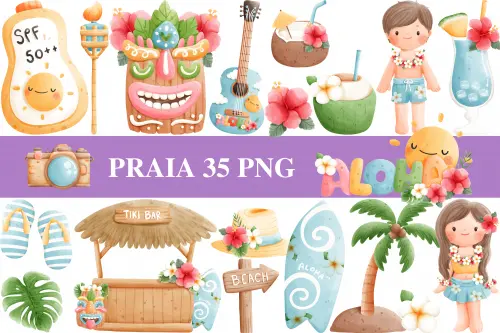 Kit Digital Png Praia Hawaii 06