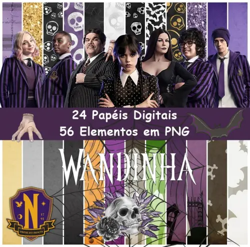 Kit Digital Png Papéis Digitais Wandinha 02