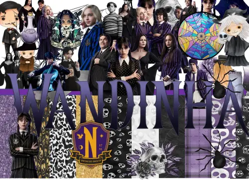 Kit Digital Png Papéis Digitais Wandinha 04