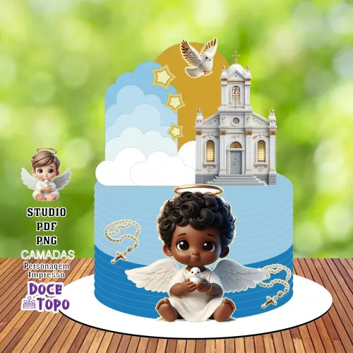 Topo de Bolo Batizado 38 Studio/PDF/PNG