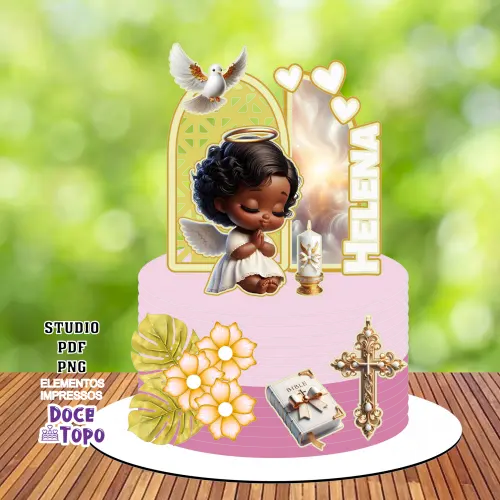 Topo de Bolo Batizado 39 Studio/PDF/PNG