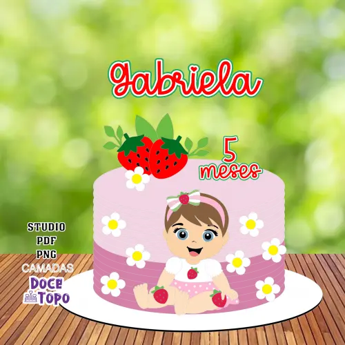 Topo de Bolo Frutinhas - Morango 01 Studio/PDF/PNG