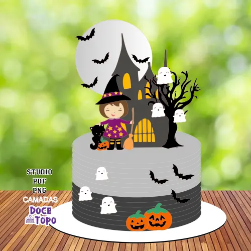 Topo de Bolo Halloween 23 Studio/PDF/PNG