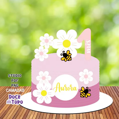 Topo de Bolo Margaridas 03 Studio/PDF/PNG