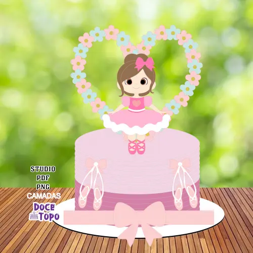 Topo de Bolo Bailarina 25 Studio/PDF/PNG